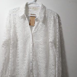 Ultra Pink White Lace Blouse